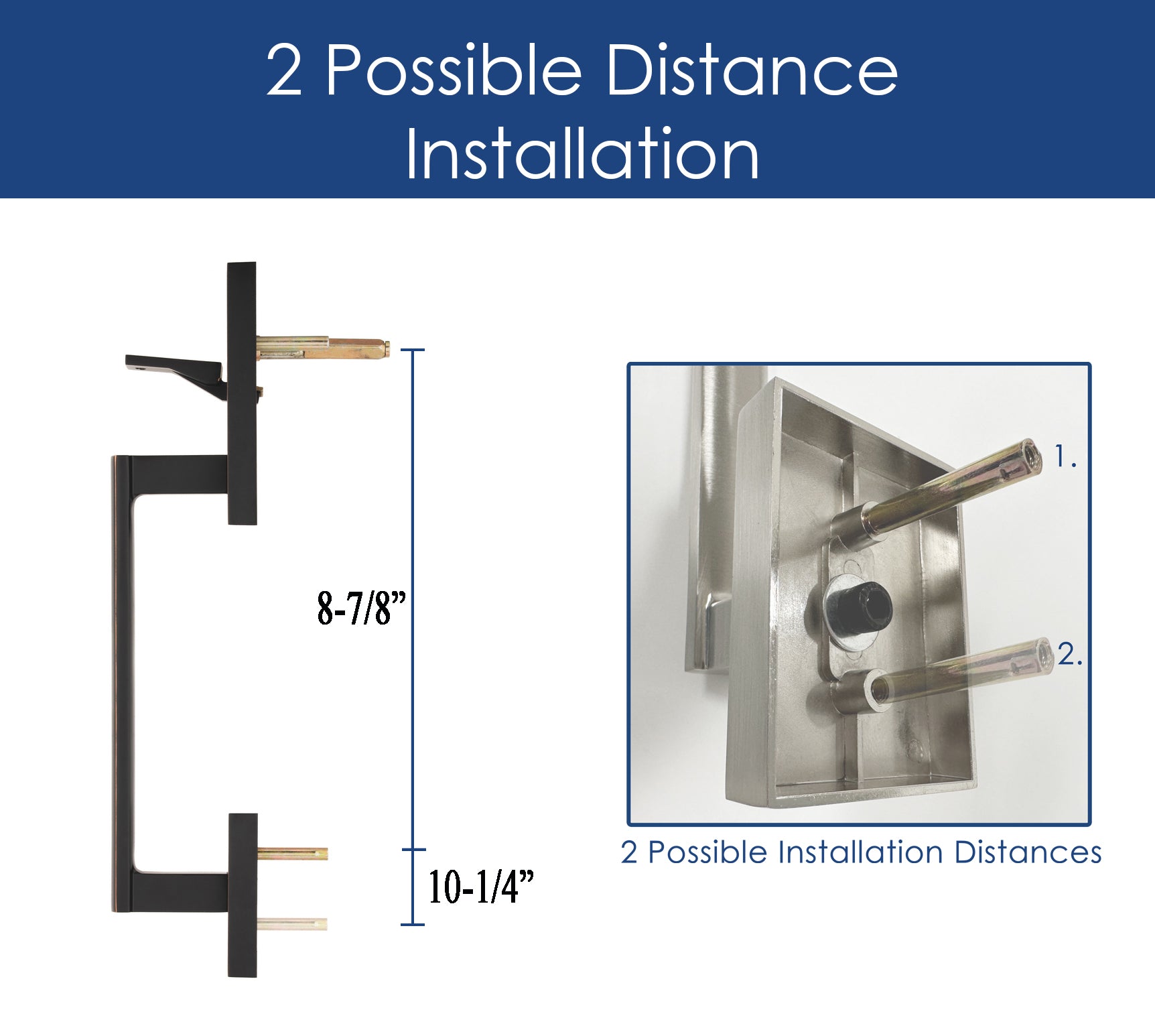CozyBlock Double Door Handle Sets with Single Cylinder Deadbolt, Rectangular Adjustable Entry Door Lock Sets with Dummy