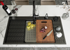 CozyBlock EmboPress Series Topmount Workstation Kitchen Sink - Premium 16 Gauge Black Stainless Steel with Integrated Drainboard, Dual-Tier Ledges, and Honeycomb Embossing, Complete Package w/ Cutting Board, Dish Rack, Strainer