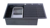 CozyBlock EmboPress Series Topmount Workstation Kitchen Sink - Premium 16 Gauge Black Stainless Steel with Integrated Drainboard, Dual-Tier Ledges, and Honeycomb Embossing, Complete Package w/ Cutting Board, Dish Rack, Strainer