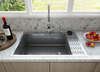 CozyBlock EmboPress Series Topmount Workstation Kitchen Sink - Premium 16 Gauge Stainless Steel with Integrated Drainboard, Dual-Tier Ledges, and Honeycomb Embossing, Complete Package w/ Cutting Board, Dish Rack, Strainer