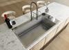 CozyBlock EmboPress Series Topmount Workstation Kitchen Sink - Premium 16 Gauge Stainless Steel with Integrated Drainboard, Dual-Tier Ledges, and Honeycomb Embossing, Complete Package w/ Cutting Board, Dish Rack, Strainer