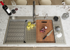 CozyBlock EmboPress Series Topmount Workstation Kitchen Sink - Premium 16 Gauge Stainless Steel with Integrated Drainboard, Dual-Tier Ledges, and Honeycomb Embossing, Complete Package w/ Cutting Board, Dish Rack, Strainer