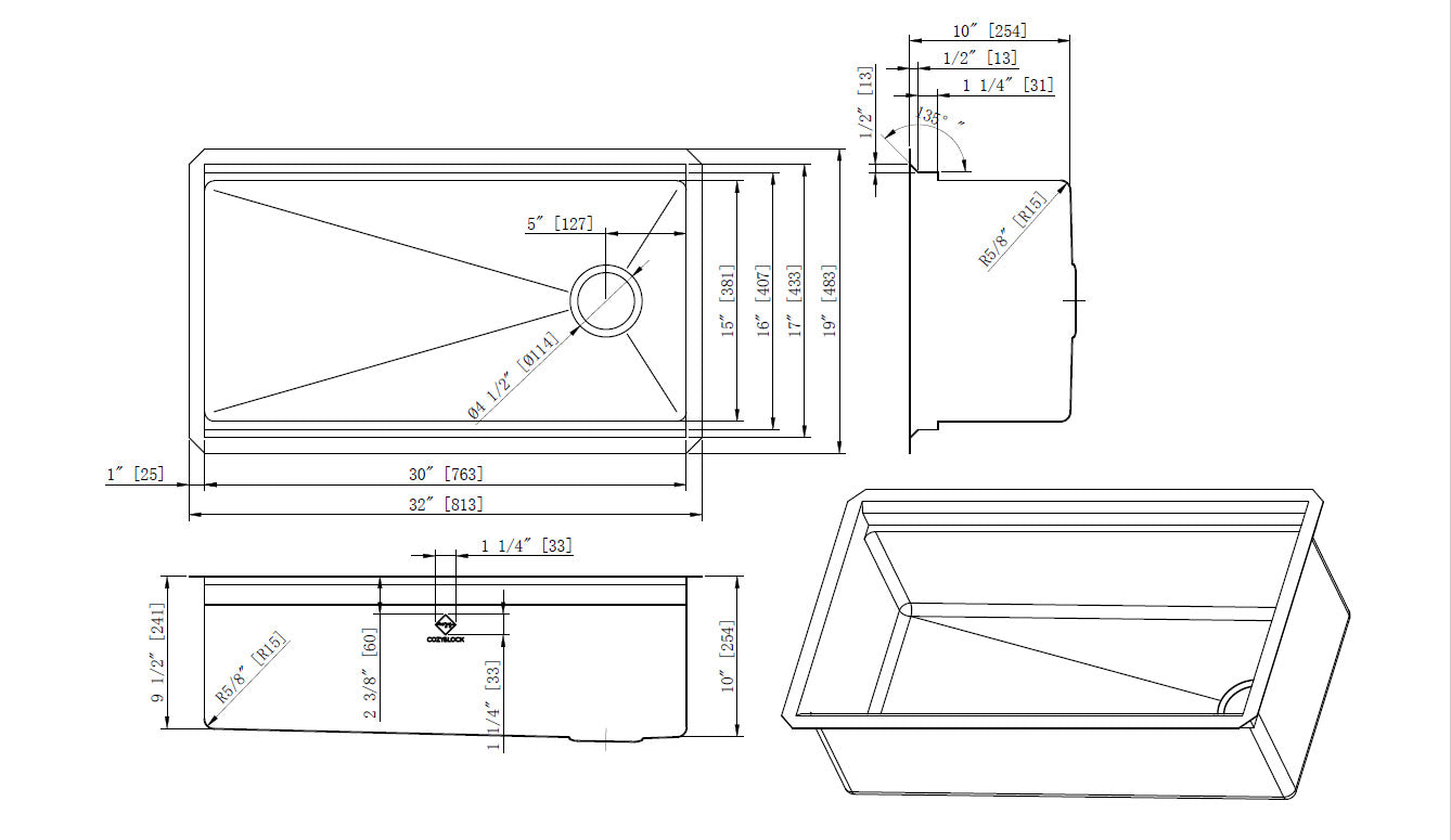 Workstation Undermount 16 Gauge Stainless Steel Single Bowl Kitchen Sink w/ Integrated Ledge, 15mm Tight Radius with Premium Accessories