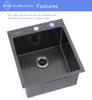 CozyBlock EmboPress Series Topmount Workstation Kitchen Sink - Premium 16 Gauge Black Stainless Steel with Integrated Drainboard, Dual-Tier Ledges, and Honeycomb Embossing, Complete Package w/ Cutting Board, Dish Rack, Strainer