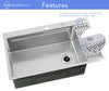 CozyBlock EmboPress Series Topmount Workstation Kitchen Sink - Premium 16 Gauge Stainless Steel with Integrated Drainboard, Dual-Tier Ledges, and Honeycomb Embossing, Complete Package w/ Cutting Board, Dish Rack, Strainer