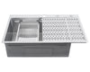 CozyBlock EmboPress Series Topmount Workstation Kitchen Sink - Premium 16 Gauge Stainless Steel with Integrated Drainboard, Dual-Tier Ledges, and Honeycomb Embossing, Complete Package w/ Cutting Board, Dish Rack, Strainer