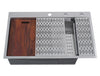CozyBlock EmboPress Series Topmount Workstation Kitchen Sink - Premium 16 Gauge Stainless Steel with Integrated Drainboard, Dual-Tier Ledges, and Honeycomb Embossing, Complete Package w/ Cutting Board, Dish Rack, Strainer