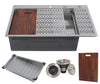 CozyBlock EmboPress Series Topmount Workstation Kitchen Sink - Premium 16 Gauge Stainless Steel with Integrated Drainboard, Dual-Tier Ledges, and Honeycomb Embossing, Complete Package w/ Cutting Board, Dish Rack, Strainer