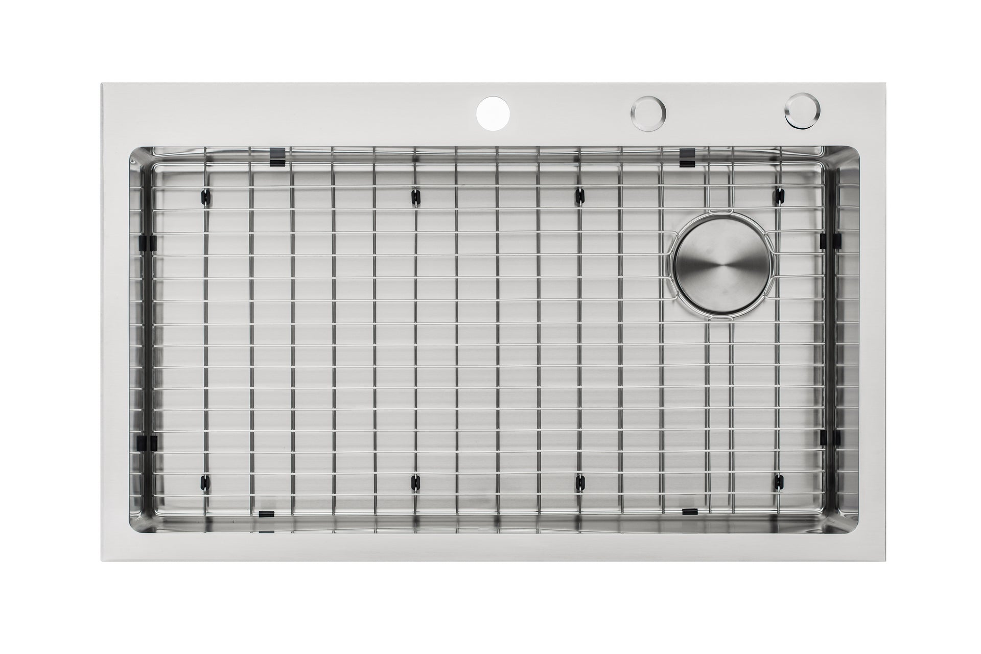 Offset Drain Opening Drop-In / Topmount 16 Gauge Stainless Steel Single Bowl Kitchen Sink 15mm Tight Radius Includes Bottom Protective Grid & Strainer