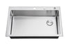Offset Drain Opening Drop-In / Topmount 16 Gauge Stainless Steel Single Bowl Kitchen Sink 15mm Tight Radius Includes Bottom Protective Grid & Strainer