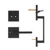 CozyBlock Double Door Handle Sets with Single Cylinder Deadbolt, Rectangular Adjustable Entry Door Lock Sets with Dummy
