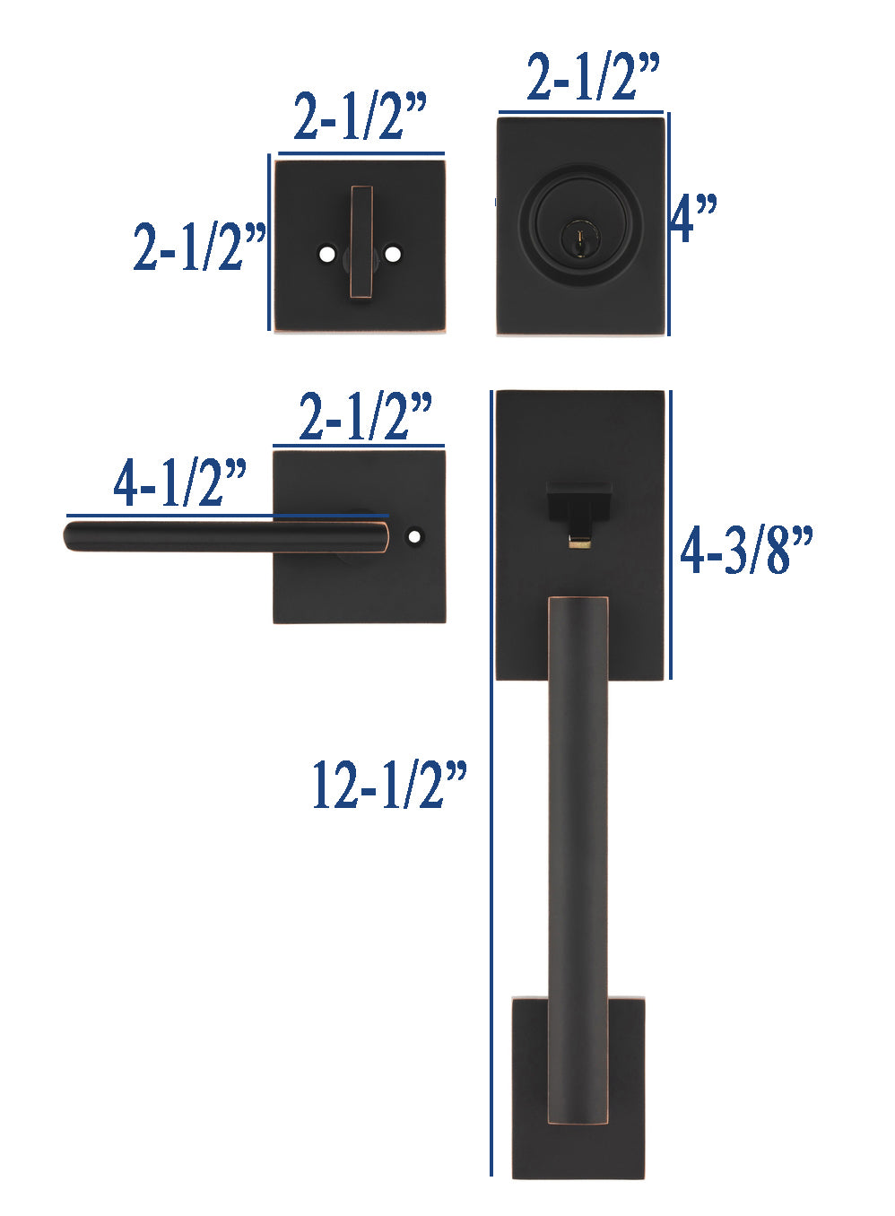 CozyBlock Single Door Handle Set with Single Cylinder Deadbolt, Rectangular Adjustable Entry Door Lock Set
