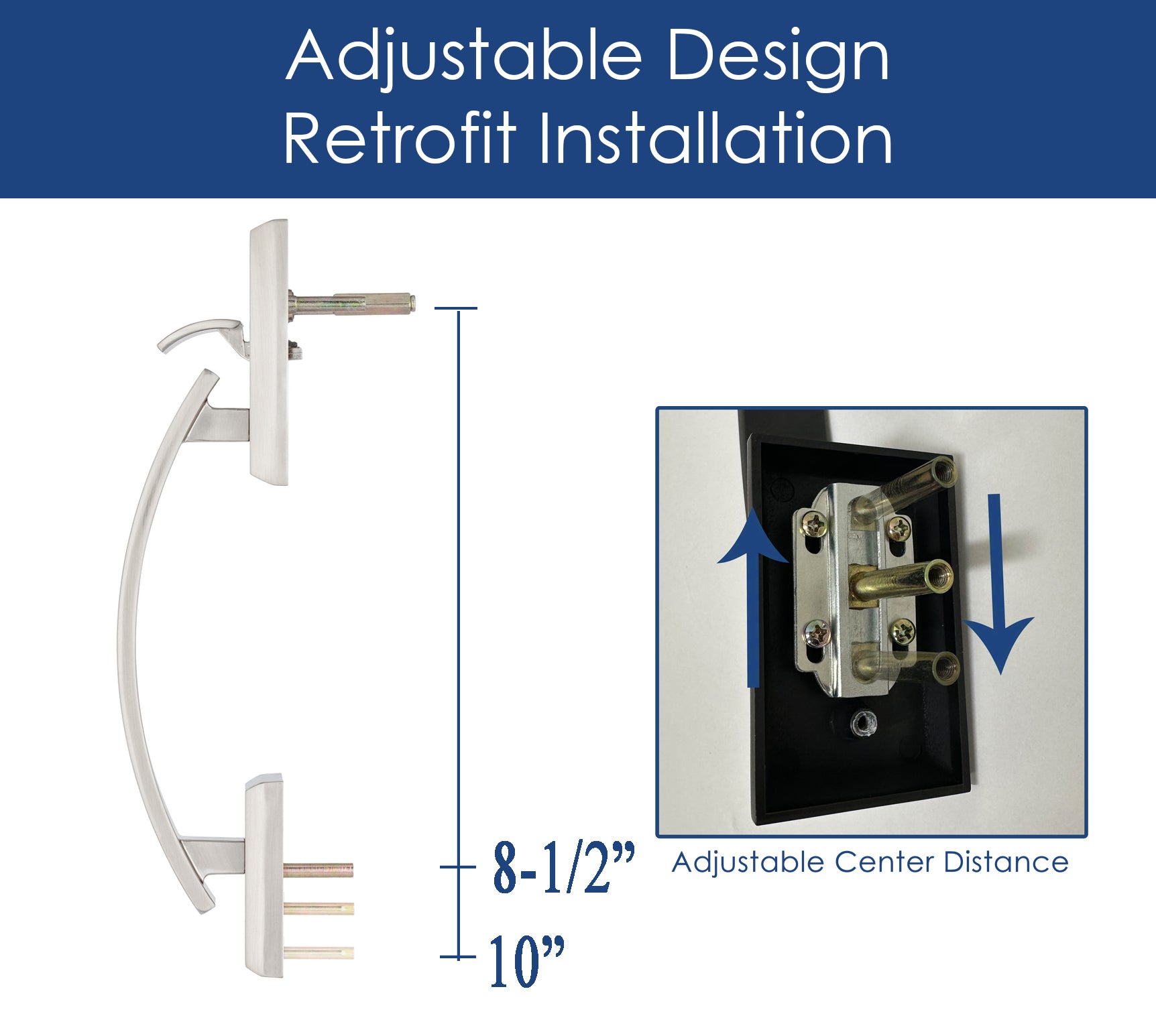 CozyBlock Double Door Handle Sets with Single Cylinder Deadbolt, Rectangular Adjustable Entry Door Lock Sets with Dummy