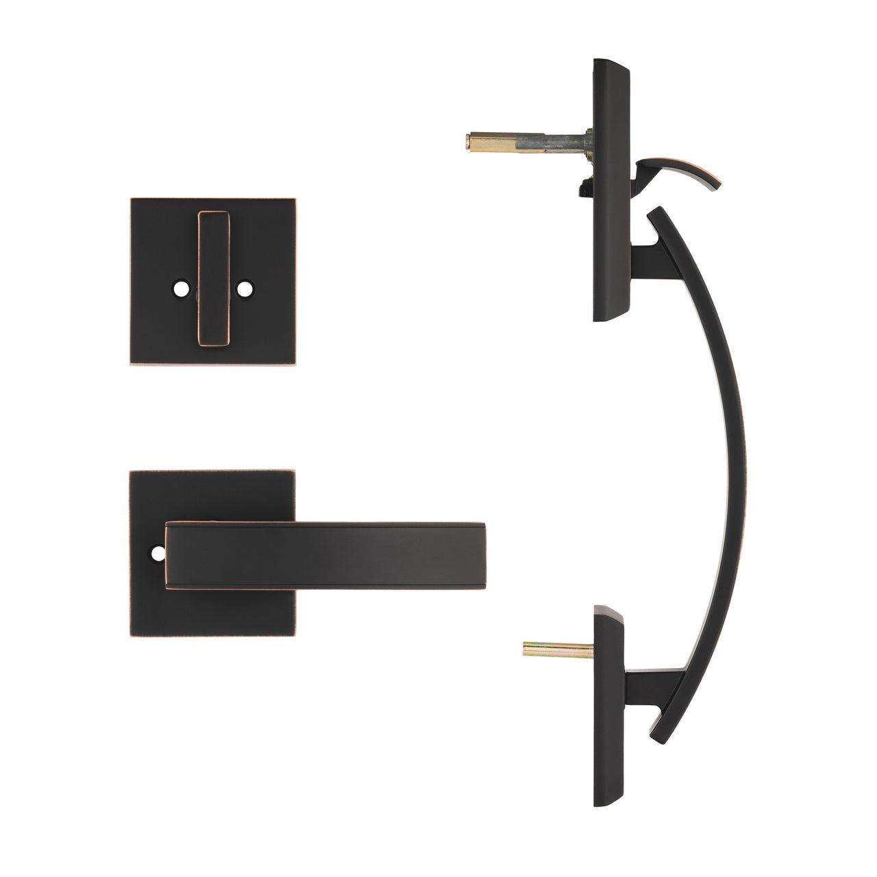 CozyBlock Single Door Handle Set with Single Cylinder Deadbolt, Rectangular Adjustable Entry Door Lock Set