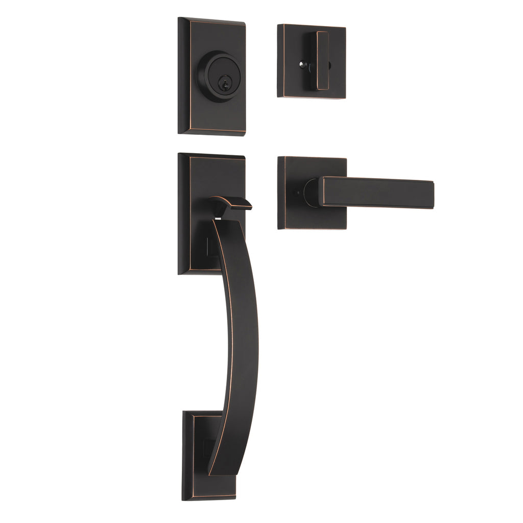 CozyBlock Single Door Handle Set with Single Cylinder Deadbolt, Rectangular Adjustable Entry Door Lock Set