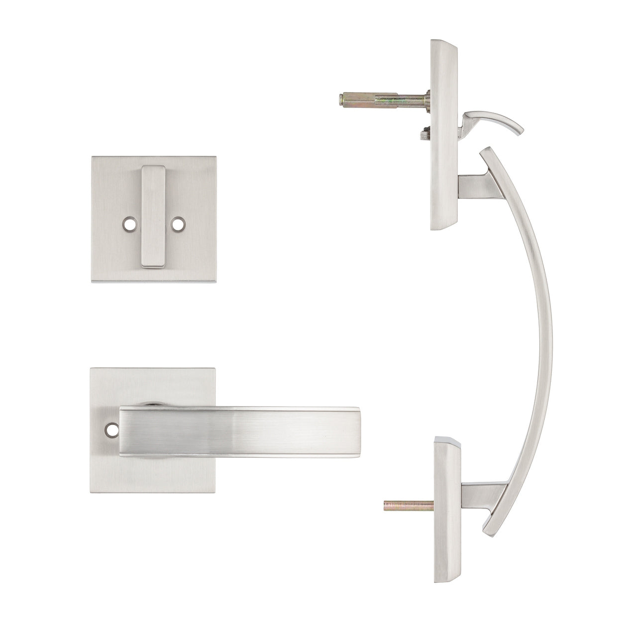CozyBlock Single Door Handle Set with Single Cylinder Deadbolt, Rectangular Adjustable Entry Door Lock Set