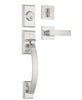 CozyBlock Double Door Handle Sets with Single Cylinder Deadbolt, Rectangular Adjustable Entry Door Lock Sets with Dummy