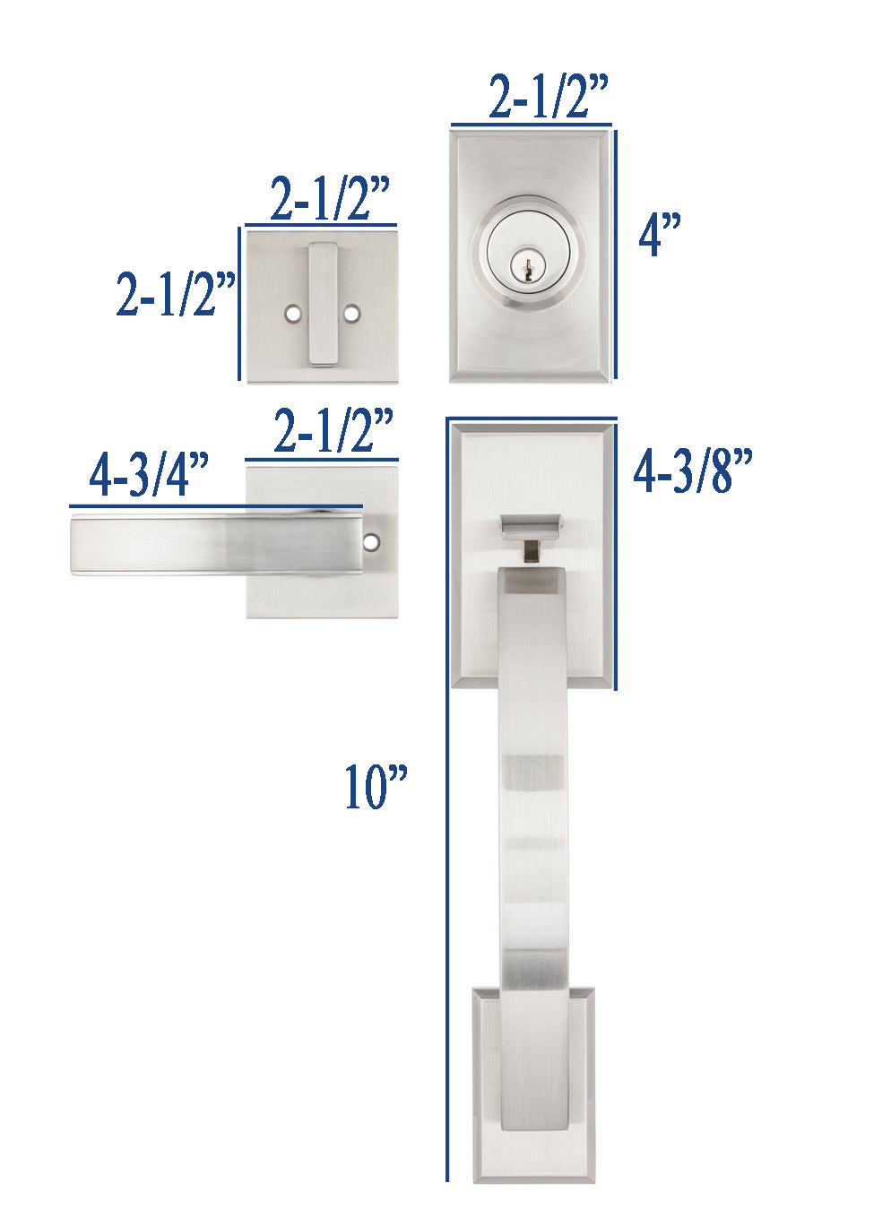 CozyBlock Single Door Handle Set with Single Cylinder Deadbolt, Rectangular Adjustable Entry Door Lock Set