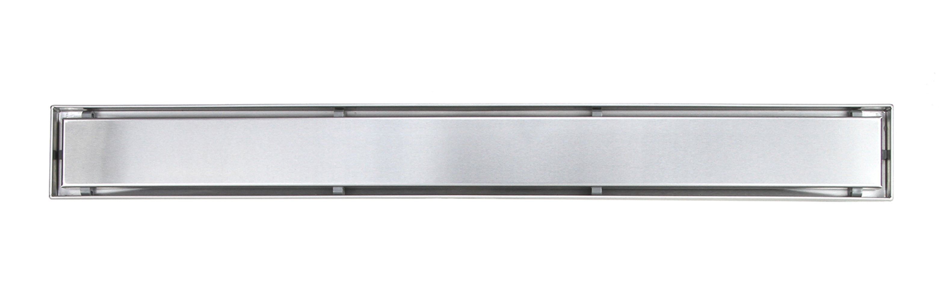 Bathroom Shower Linear Drain 2-sided Reversible Tile Insert Grate Brushed 304 Stainless Steel with Threaded Adaptor and Adjustable Leveling Feet