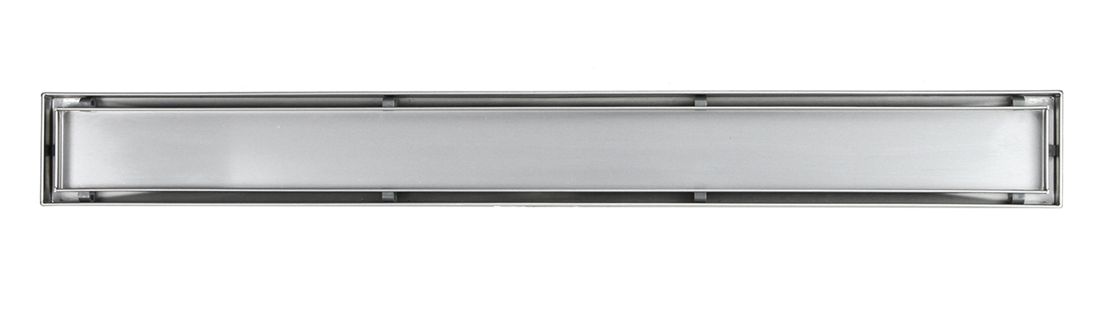 Bathroom Shower Linear Drain 2-sided Reversible Tile Insert Grate Brushed 304 Stainless Steel with Threaded Adaptor and Adjustable Leveling Feet