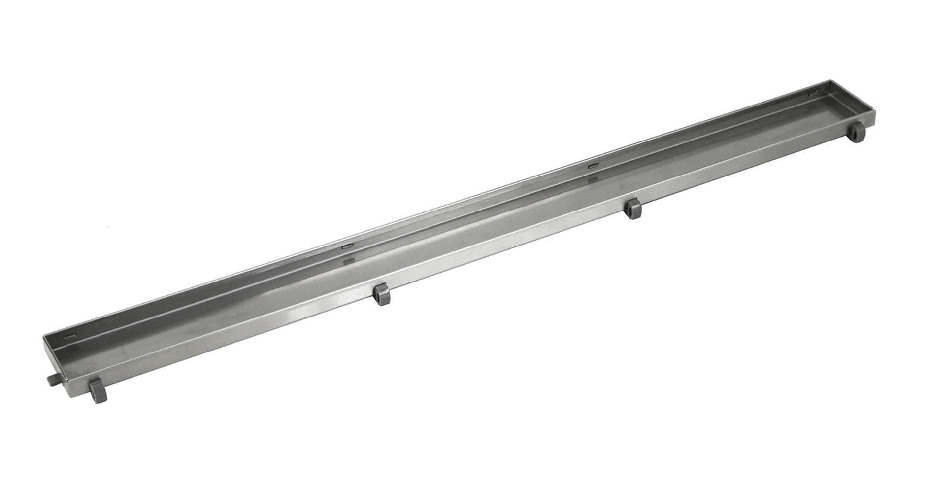 Bathroom Shower Linear Drain 2-sided Reversible Tile Insert Grate Brushed 304 Stainless Steel with Threaded Adaptor and Adjustable Leveling Feet