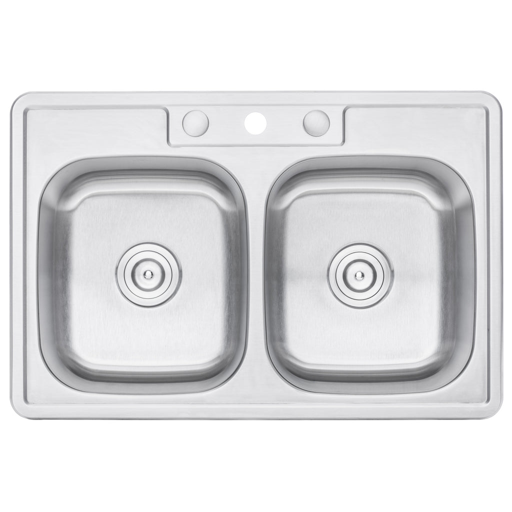 33 in. x 22 in. Topmount / Drop-in 18 Gauge Stainless Steel Double Bowl (50/50) Kitchen Sink with 9 in. Deep