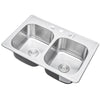 33 in. x 22 in. Topmount / Drop-in 18 Gauge Stainless Steel Double Bowl (50/50) Kitchen Sink with 9 in. Deep