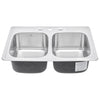 33 in. x 22 in. Topmount / Drop-in 18 Gauge Stainless Steel Double Bowl (50/50) Kitchen Sink with 9 in. Deep