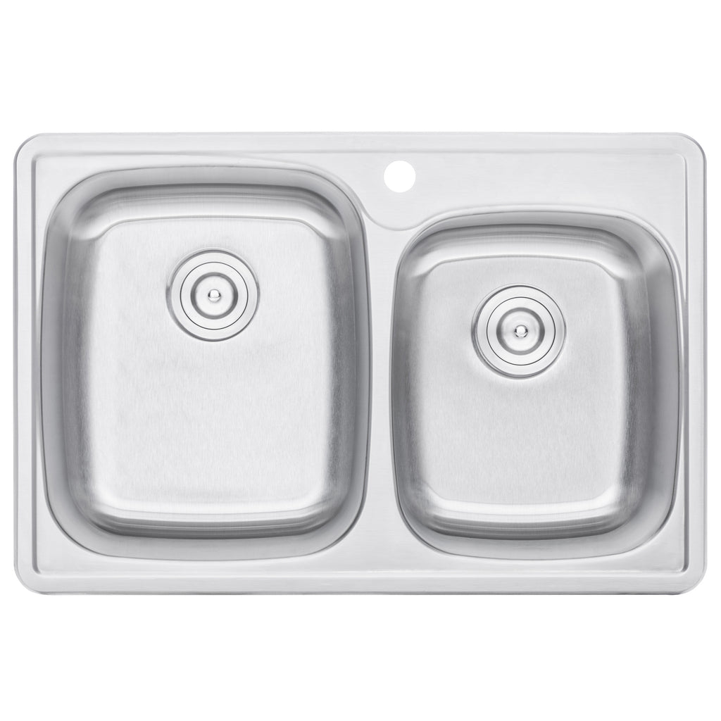 33 in. x 22 in. Topmount / Drop-in 18 Gauge Stainless Steel Double Bowl (60/40) Kitchen Sink with 9 in. Deep
