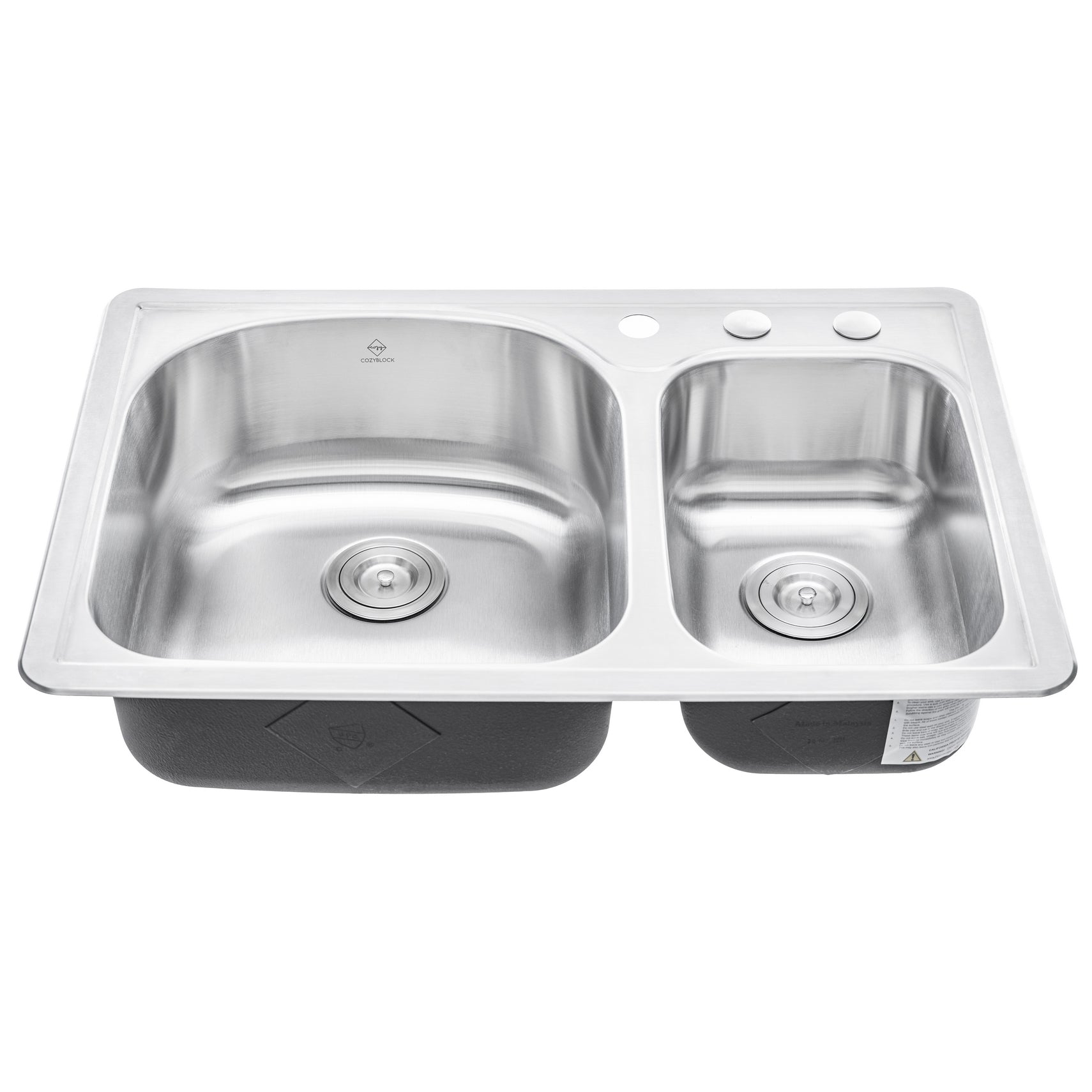 33 in. x 22 in. Topmount / Drop-in 18 Gauge Stainless Steel Double Bowl (70/30) Kitchen Sink with 8 in. Deep