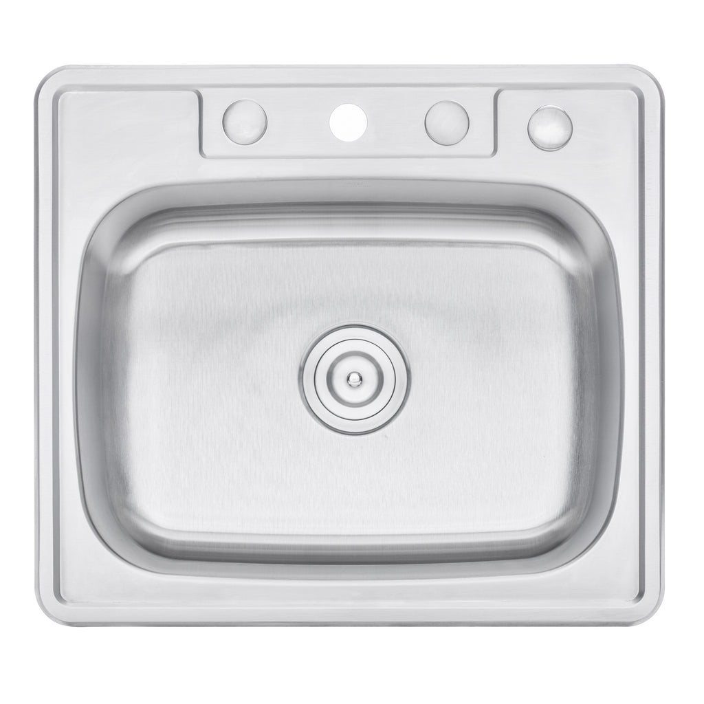 25 in. x 22 in. Topmount / Drop-in 18 Gauge Stainless Steel Single Bowl Island / Bar / Prep  Kitchen Sink with 9 in. Deep