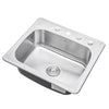 25 in. x 22 in. Topmount / Drop-in 18 Gauge Stainless Steel Single Bowl Island / Bar / Prep  Kitchen Sink with 9 in. Deep