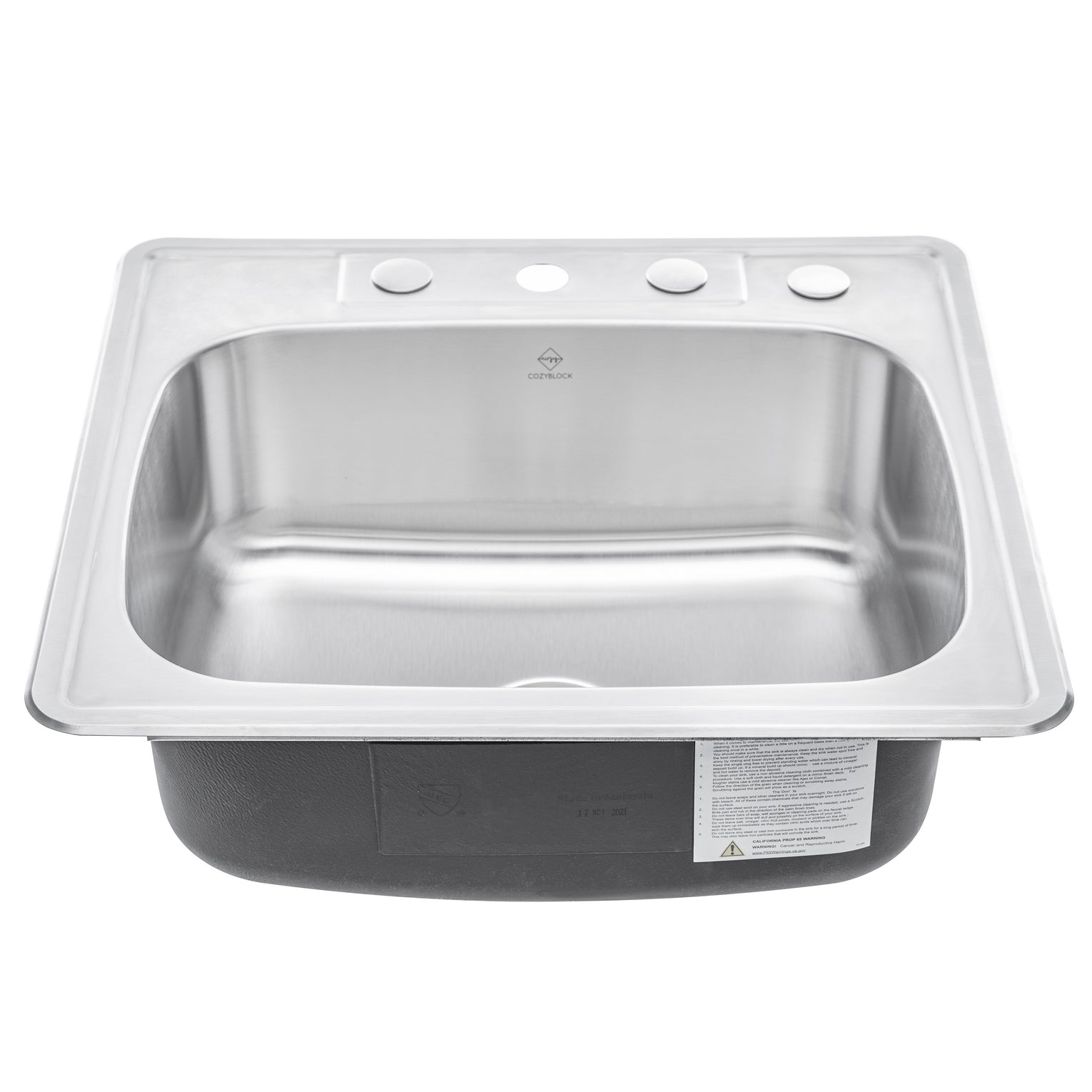25 in. x 22 in. Topmount / Drop-in 18 Gauge Stainless Steel Single Bowl Island / Bar / Prep  Kitchen Sink with 9 in. Deep