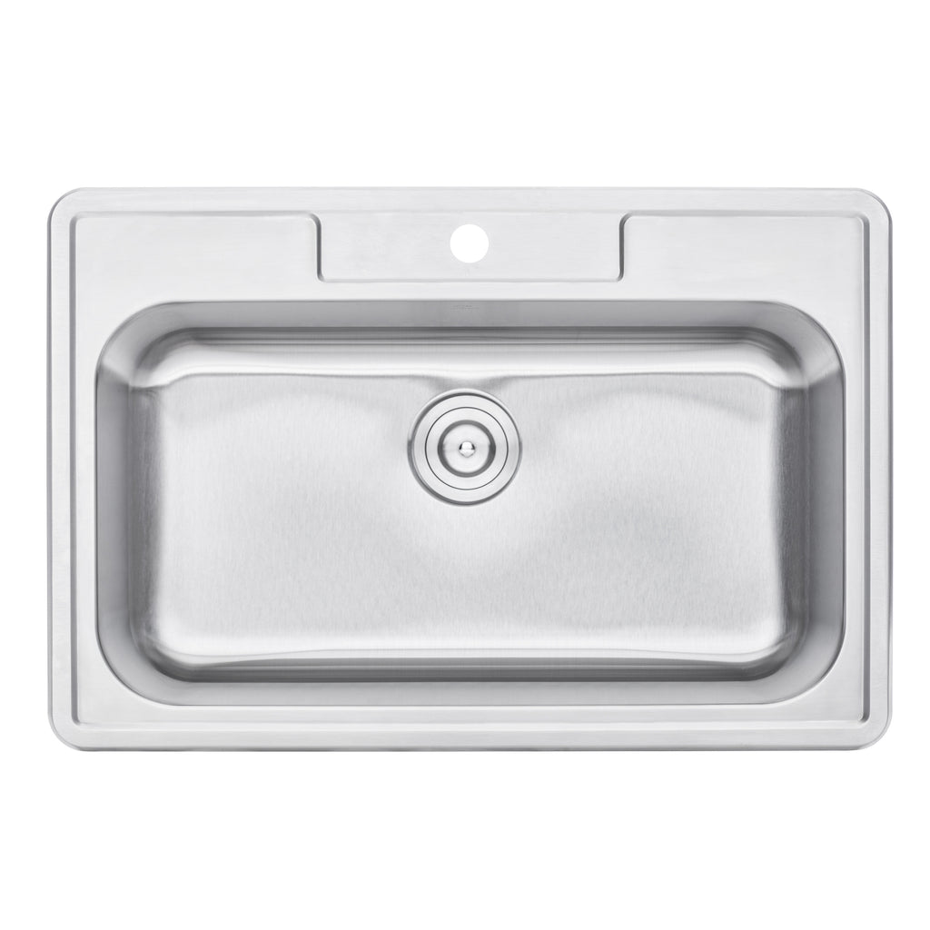 33 in. x 22 in. Topmount / Drop-in 18 Gauge Stainless Steel Single Bowl Kitchen Sink with 9 in. Deep