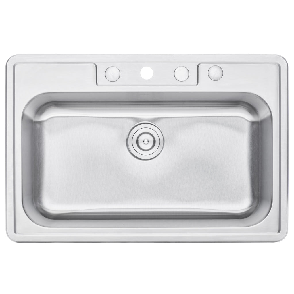 33 in. x 22 in. Topmount / Drop-in 18 Gauge Stainless Steel Single Bowl Kitchen Sink with 9 in. Deep