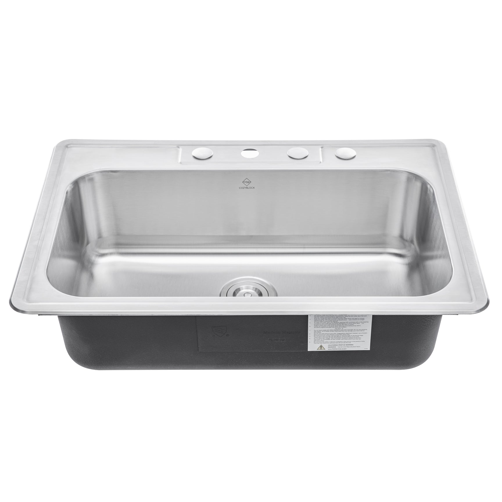 33 in. x 22 in. Topmount / Drop-in 18 Gauge Stainless Steel Single Bowl Kitchen Sink with 9 in. Deep