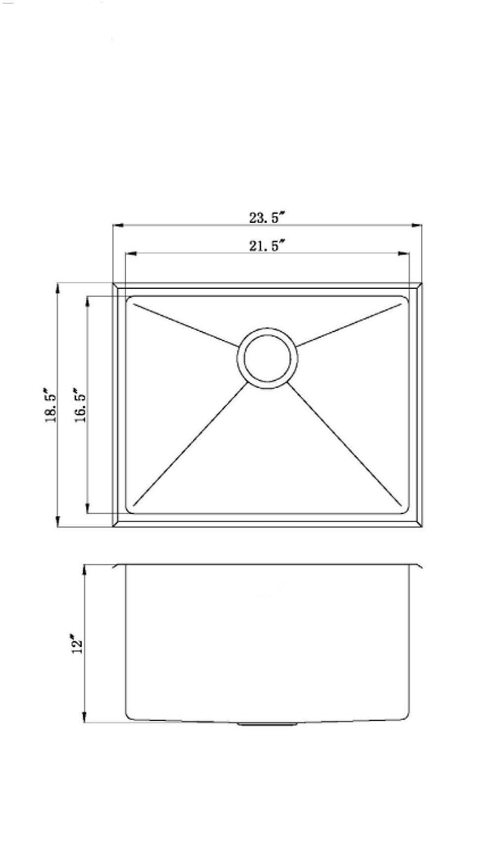 23-1/2 in. Drop-In / Topmount 16 Gauge Stainless Steel Single Bowl Kitchen Sink / Laundry & Utility Sink with 15mm Radius Corner Design
