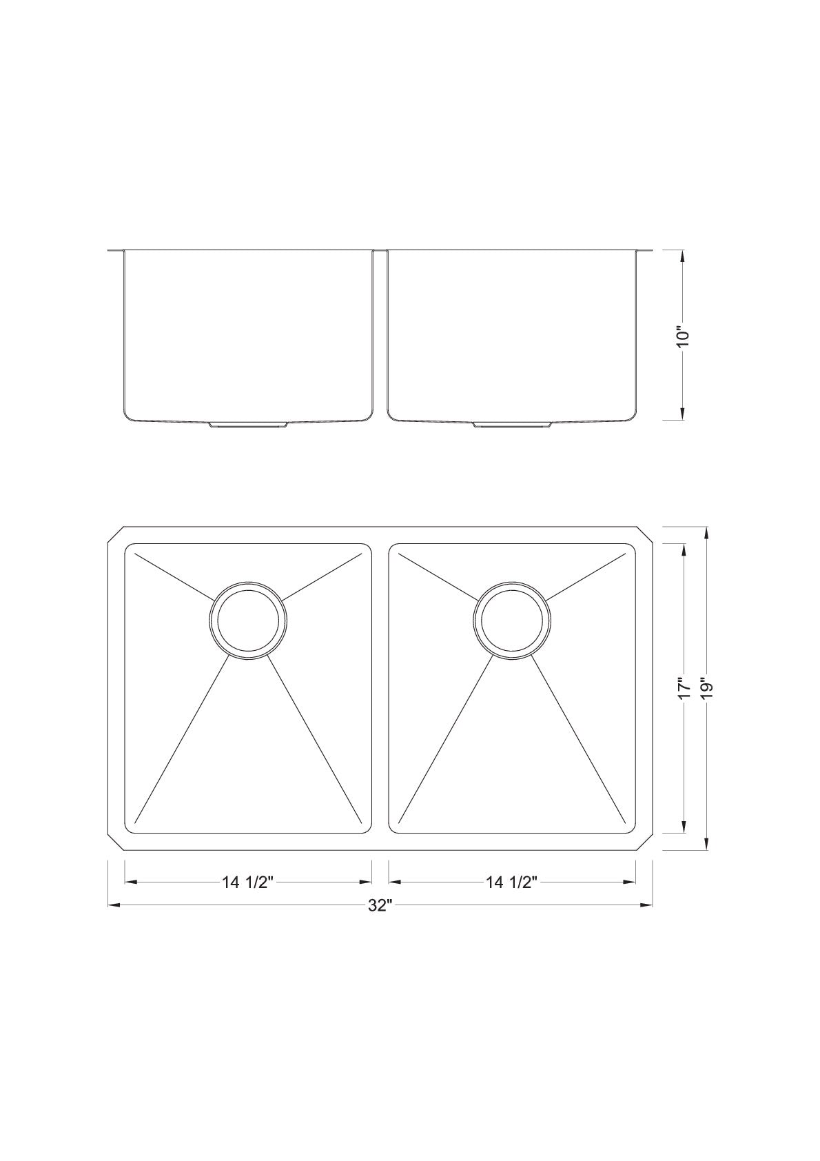 Undermount 16 Gauge Stainless Steel Double Bowl Kitchen Sink with 15mm Radius Corner Design