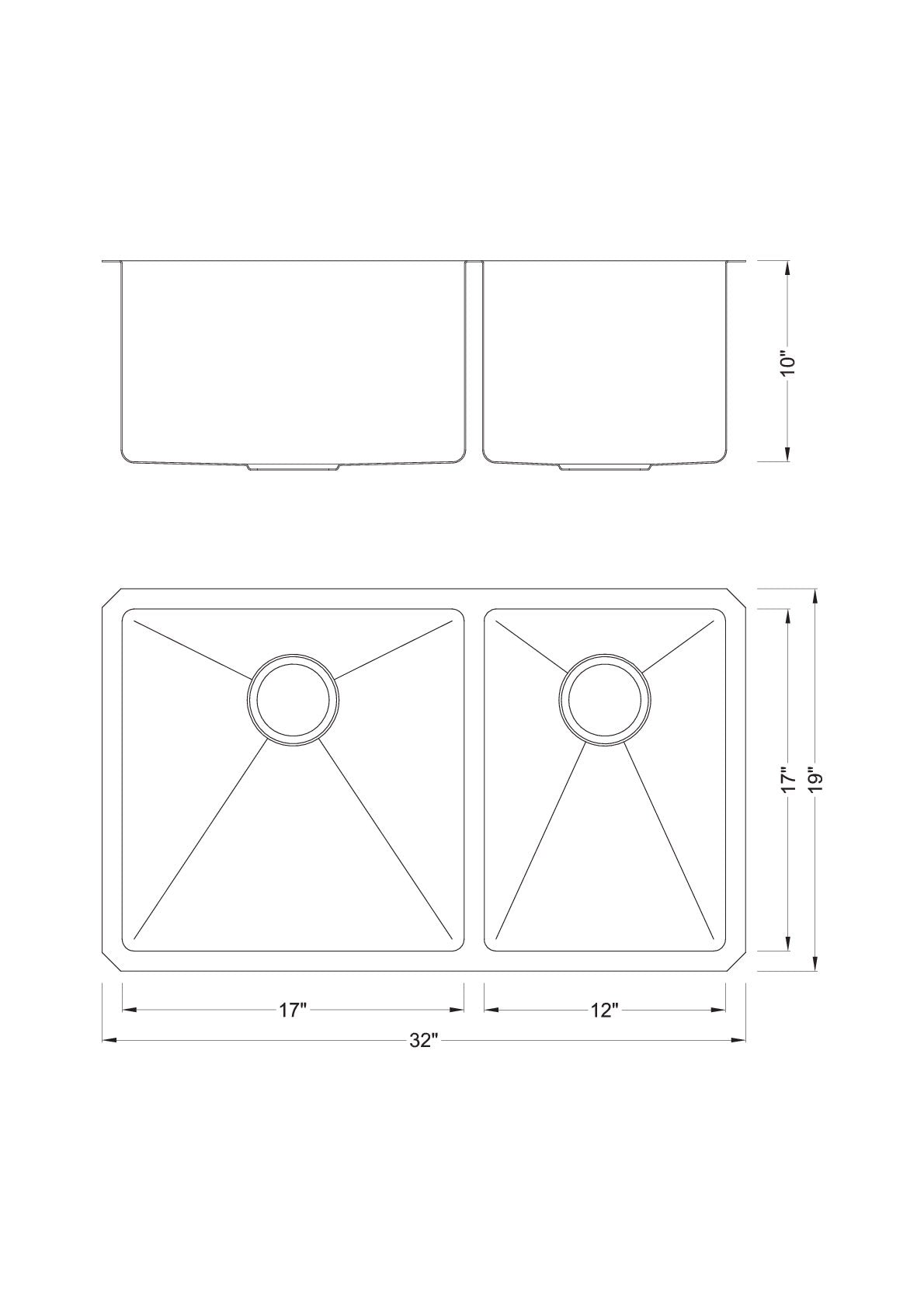 Undermount 16 Gauge Stainless Steel Double Bowl Kitchen Sink with 15mm Radius Corner Design