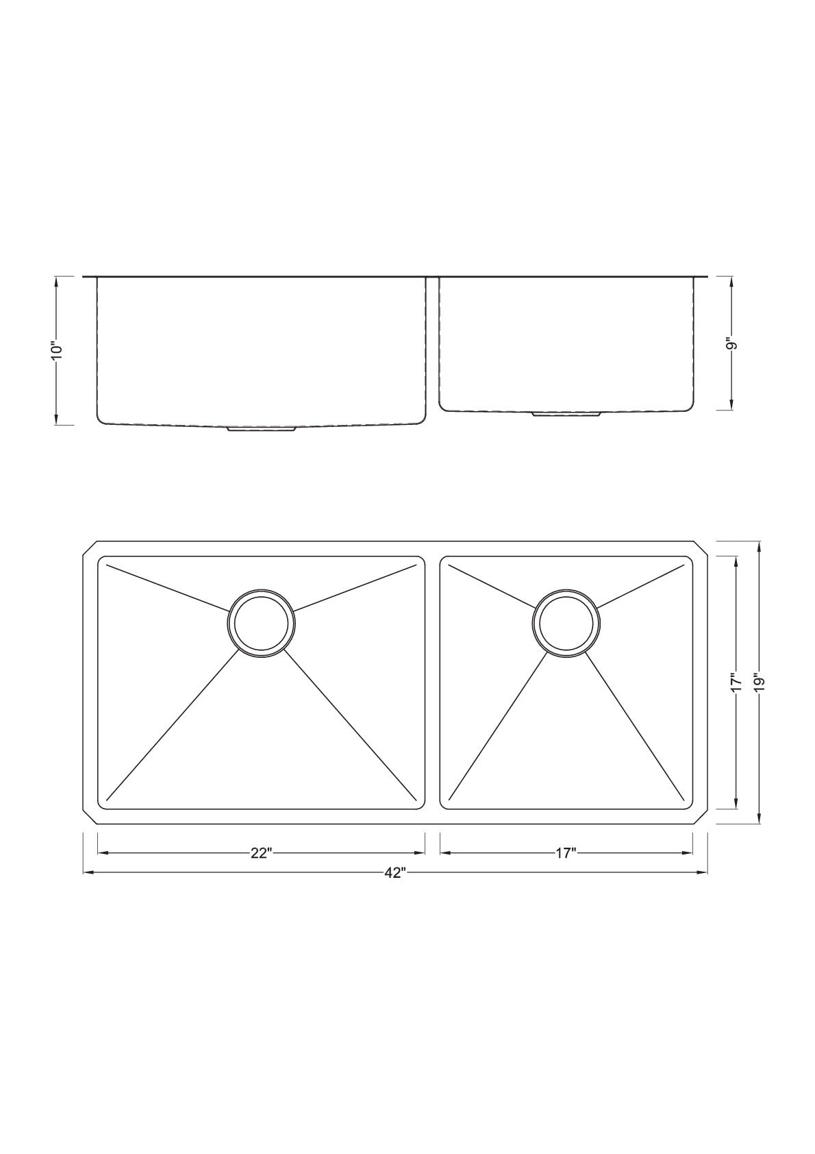 Undermount 16 Gauge Stainless Steel Double Bowl Kitchen Sink with 15mm Radius Corner Design