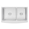 Farmhouse Apron Curve Front 16 Gauge Stainless Steel Double Bowl 60/40 Offset Kitchen Sink with 15mm Radius Corner Design