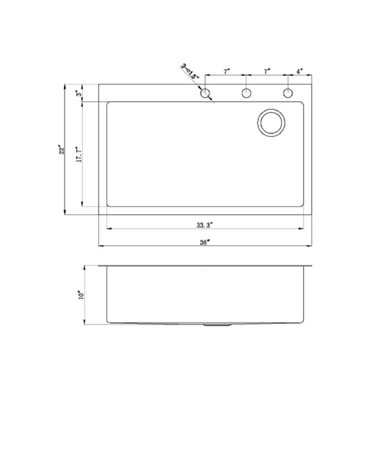Offset Drain Opening Drop-In / Topmount 16 Gauge Stainless Steel Single Bowl Kitchen Sink 15mm Tight Radius Includes Bottom Protective Grid & Strainer