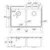 Drop-In / Topmount 16 Gauge Stainless Steel Double Bowl Kitchen Sink with 15mm Radius Corner Design