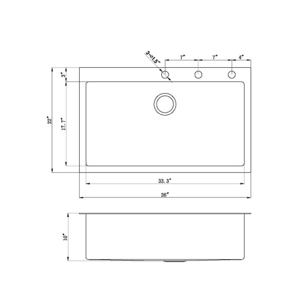 Drop-In / Topmount 16 Gauge Stainless Steel Single Bowl Kitchen Sink with 15mm Radius Corner Design