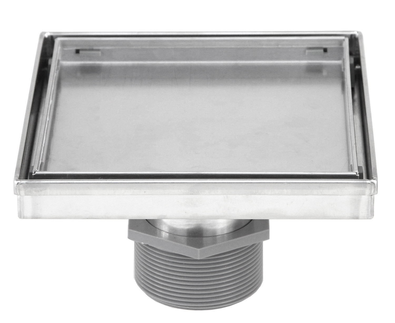 Bathroom Shower Square Drain 2-sided Reversible Tile Insert Grate Brushed 304 Stainless Steel with Threaded Adaptor