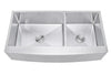 Farmhouse Apron Curve Front 16 Gauge Stainless Steel Double Bowl 60/40 Offset Kitchen Sink with 15mm Radius Corner Design