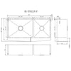 Farmhouse Apron Curve Front 16 Gauge Stainless Steel Double Bowl 60/40 Offset Kitchen Sink with 15mm Radius Corner Design