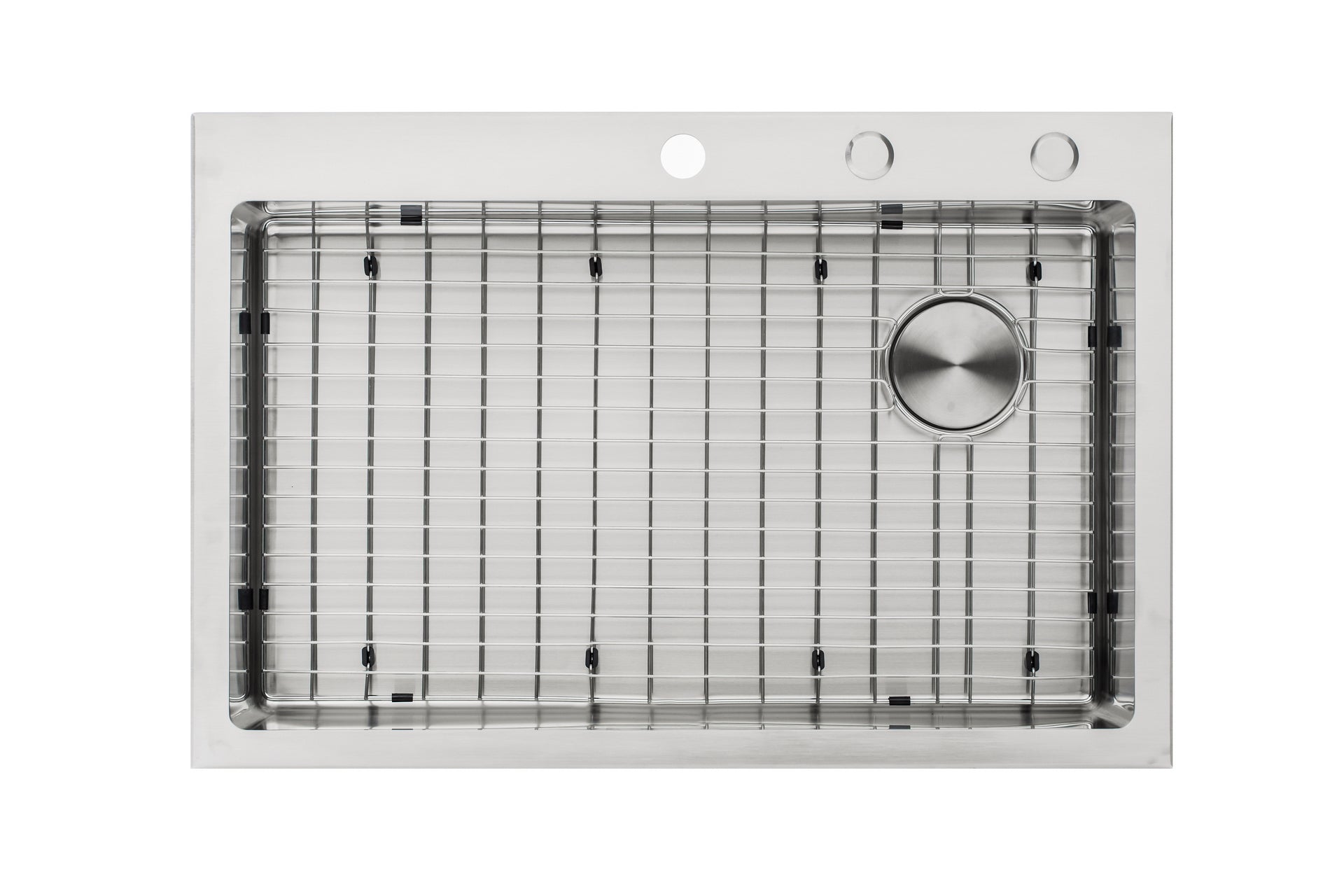 Offset Drain Opening Drop-In / Topmount 16 Gauge Stainless Steel Single Bowl Kitchen Sink 15mm Tight Radius Includes Bottom Protective Grid & Strainer