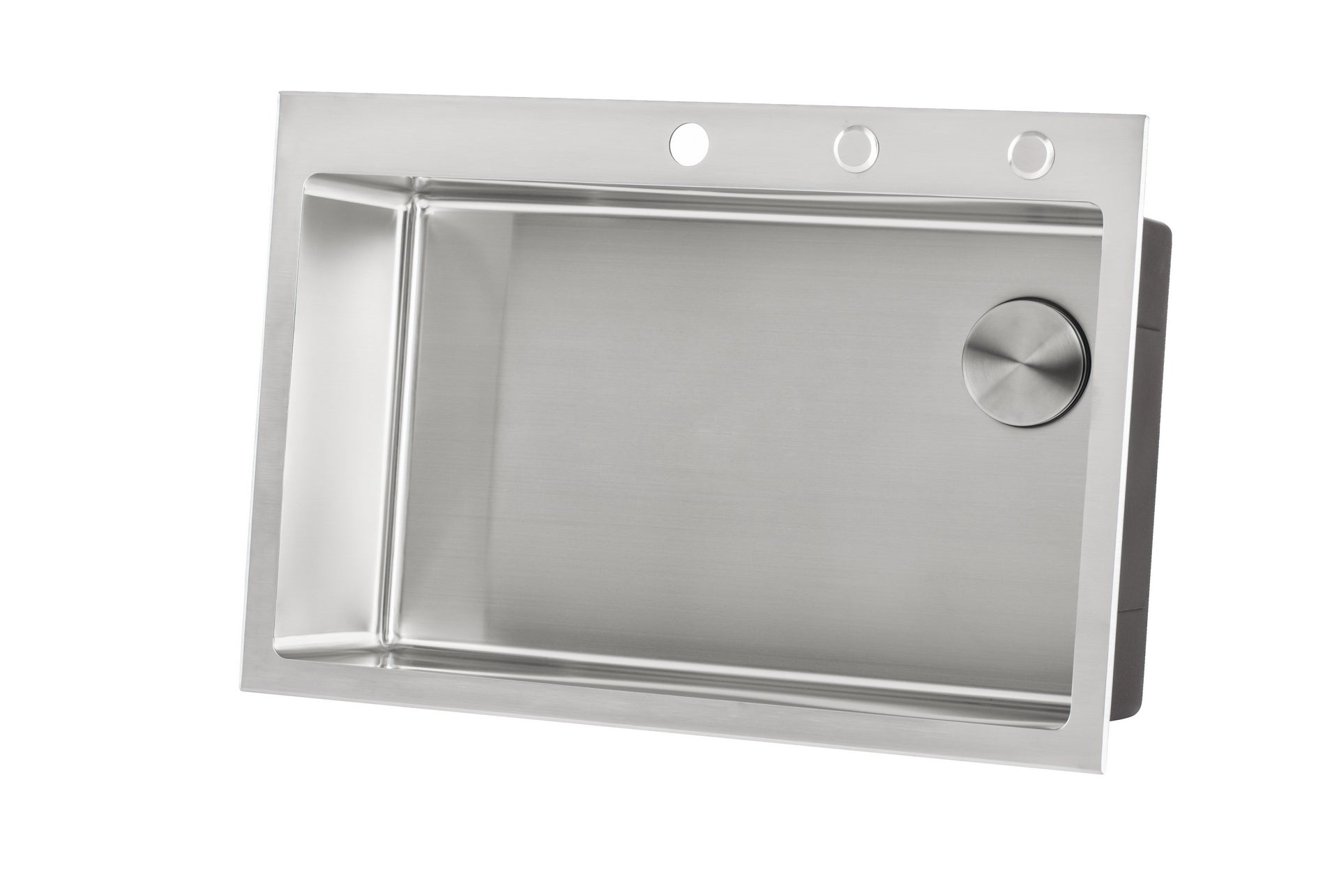 Offset Drain Opening Drop-In / Topmount 16 Gauge Stainless Steel Single Bowl Kitchen Sink 15mm Tight Radius Includes Bottom Protective Grid & Strainer