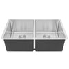 Undermount 16 Gauge Stainless Steel Double Bowl Kitchen Sink with 15mm Radius Corner Design